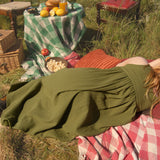 The Garden Dress - Olive green double gauze