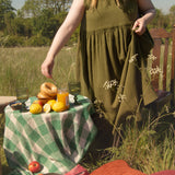 The Garden Dress - Olive green double gauze