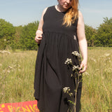 The Garden Dress - Liquorice black double gauze