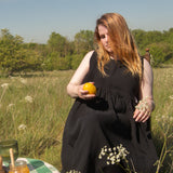 The Garden Dress - Liquorice black double gauze