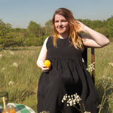 The Garden Dress - Liquorice black double gauze