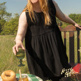 The Garden Dress - Liquorice black double gauze
