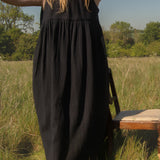 The Garden Dress - Liquorice black double gauze