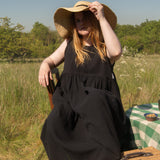 The Garden Dress - Liquorice black double gauze