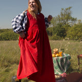 The Garden Dress - Cherry red corduroy