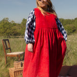 The Garden Dress - Cherry red corduroy