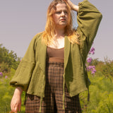The Solstice Shirt in Olive green double gauze