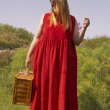 The Garden Dress - Cherry red corduroy