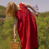 The Garden Dress - Cherry red corduroy