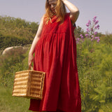The Garden Dress - Cherry red corduroy