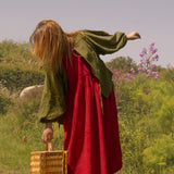 The Garden Dress - Cherry red corduroy