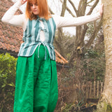 The Bow Gilet - Teal Stripe flannel - S