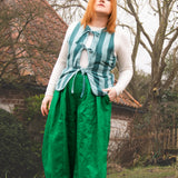 The Bow Gilet - Teal Stripe flannel - S