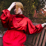 The Solstice Shirt in Red Satin