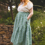 The Gathered Skirt in Summer Skies Seersucker