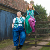 The Bow Gilet - Teal Stripe flannel - S
