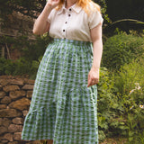 The Gathered Skirt in Summer Skies Seersucker