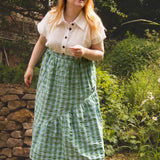The Gathered Skirt in Summer Skies Seersucker