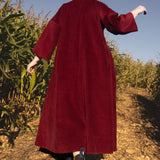 The Hybrid Dress in wine red corduroy
