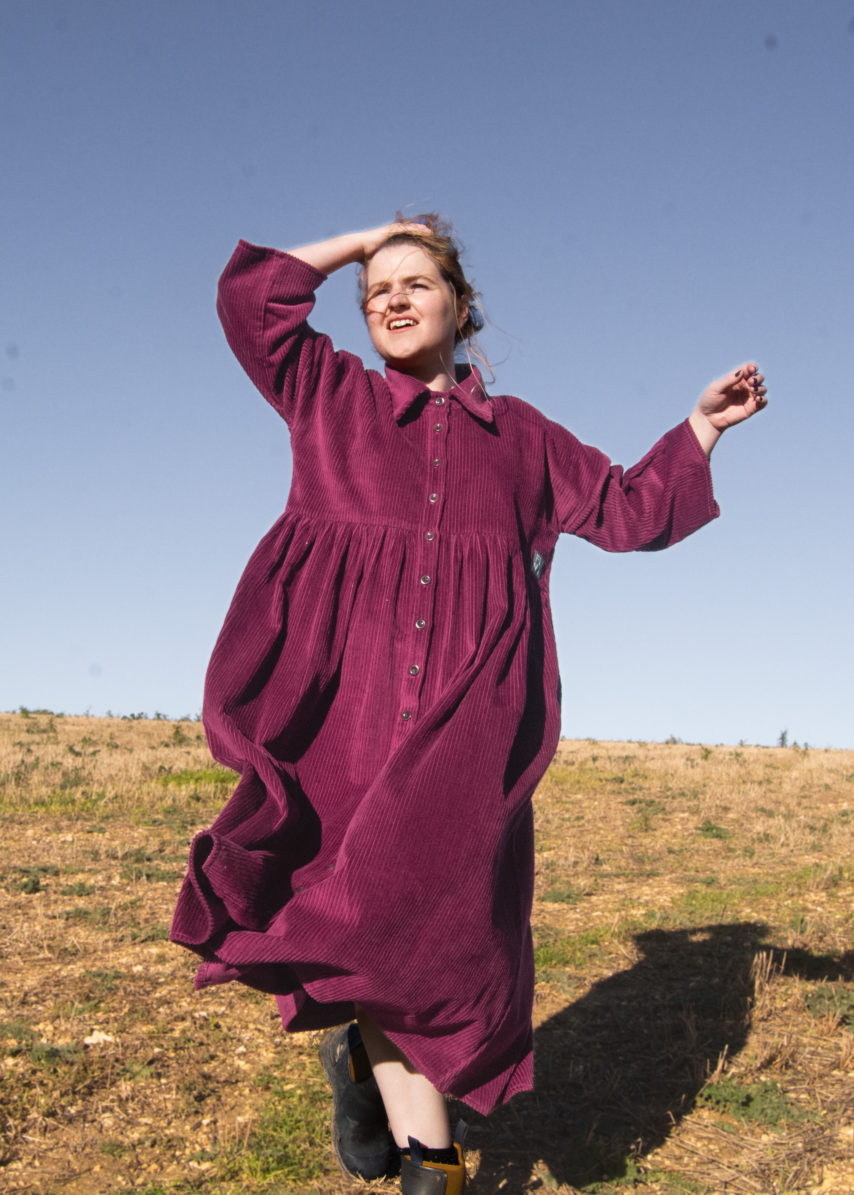 The Hybrid Dress in pink corduroy - S - House of Flint