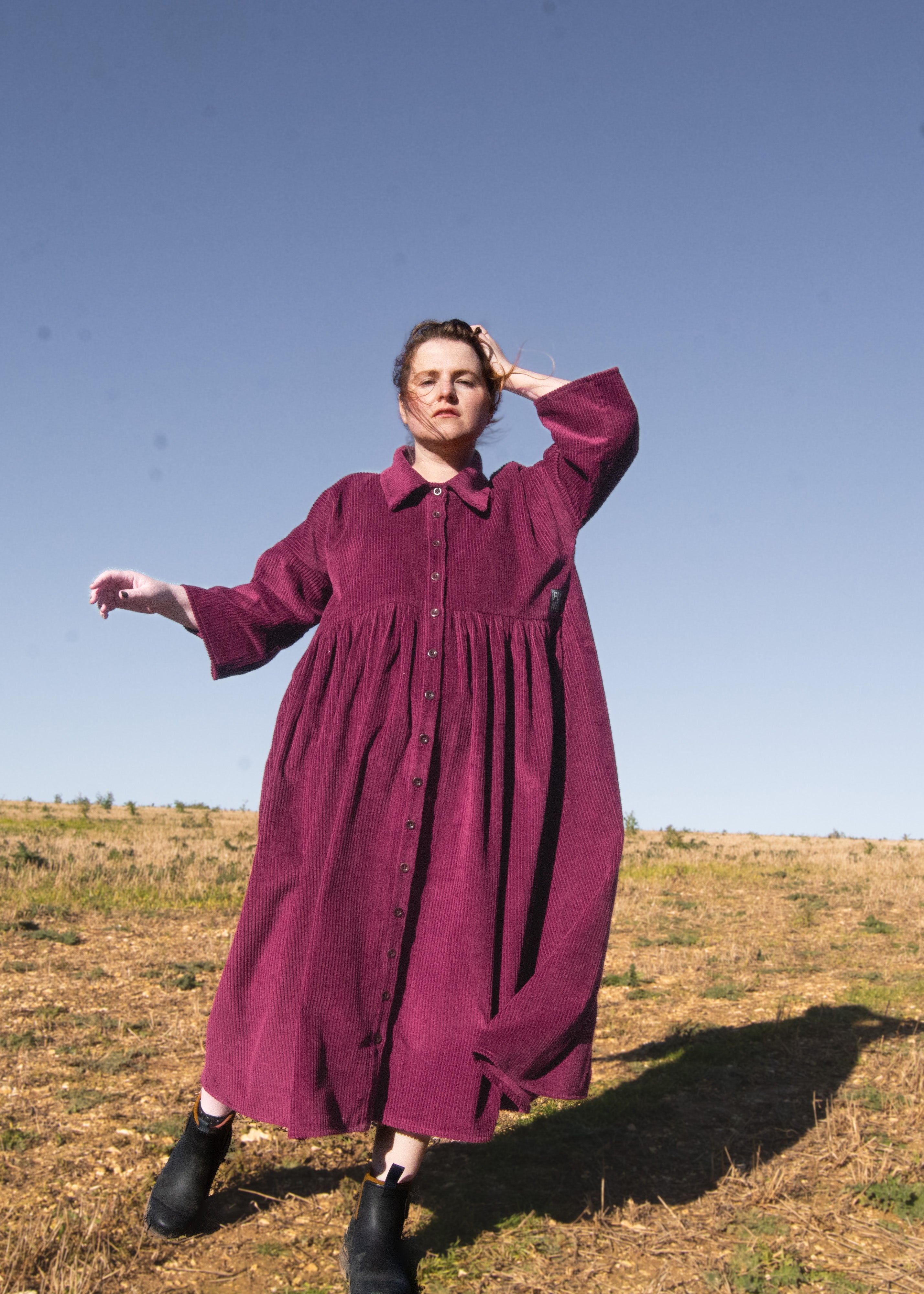 The Hybrid Dress in pink corduroy - S - House of Flint