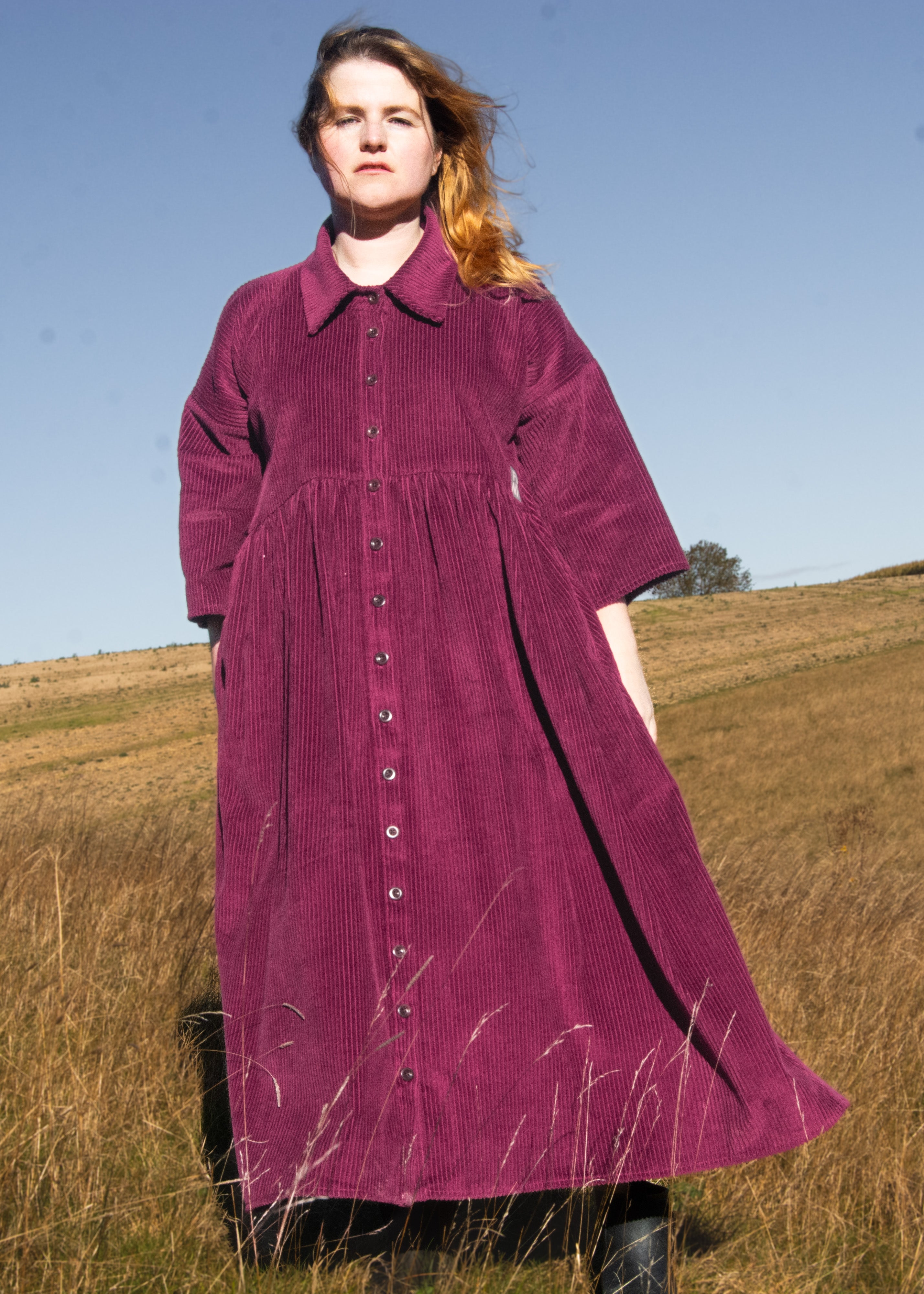 The Hybrid Dress in pink corduroy - S - House of Flint