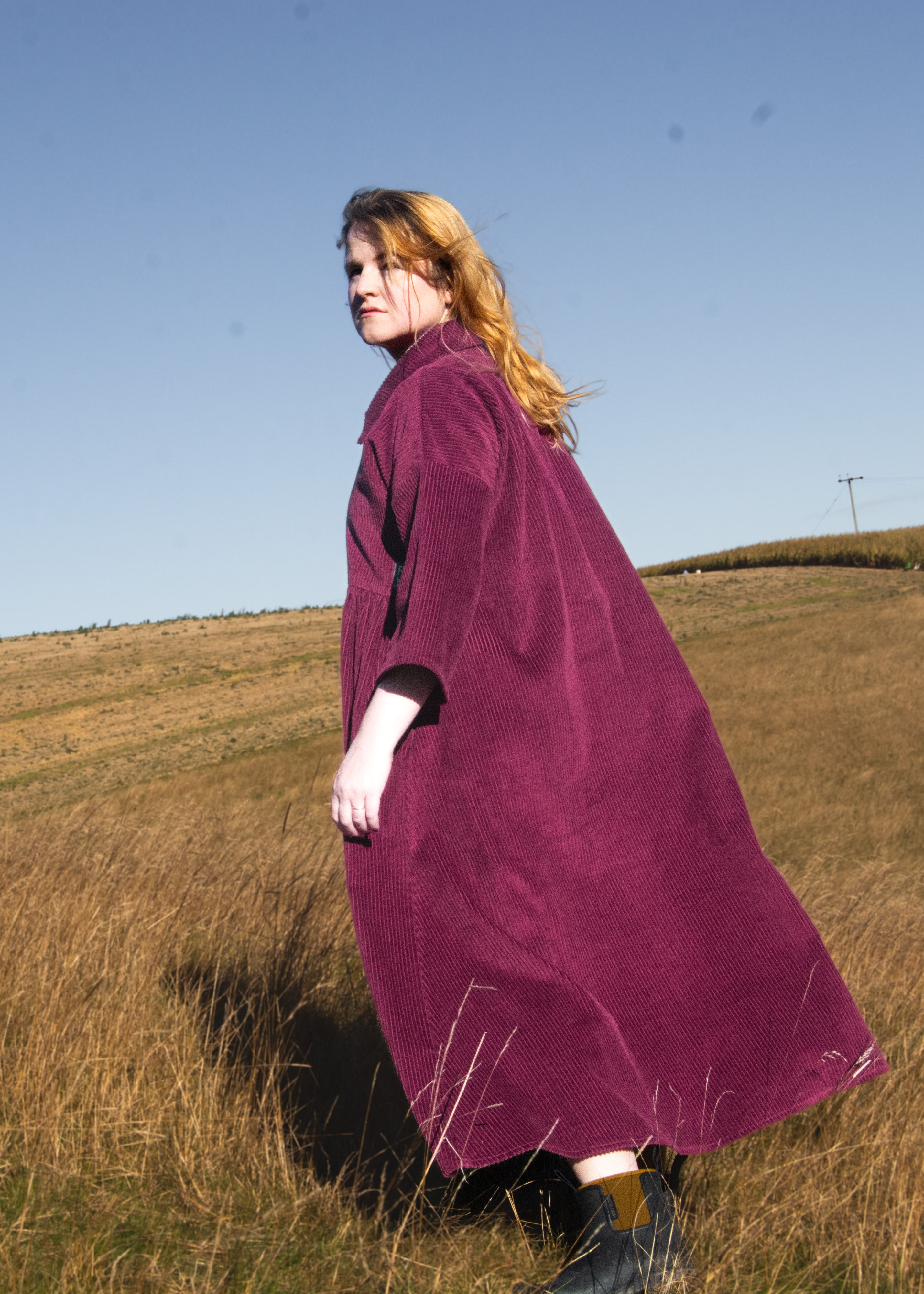 The Hybrid Dress in pink corduroy - S - House of Flint