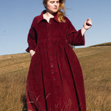 The Hybrid Dress in wine red corduroy