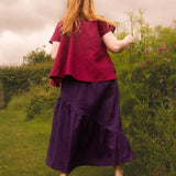 The Letty Shirt in Dark Raspberry Linen - pre-order