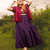 The Letty Shirt in Dark Raspberry Linen - pre-order