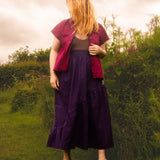 The Gathered Skirt in Aubergine Linen