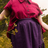 The Letty Shirt in Dark Raspberry Linen - pre-order