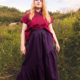 The Letty Shirt in Dark Raspberry Linen - pre-order