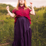 The Letty Shirt in Dark Raspberry Linen - pre-order