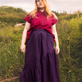 The Letty Shirt in Dark Raspberry Linen - pre-order
