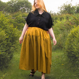 The One-of-a-Kind Skirt - Mustard Linen + Double Gauze