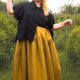 The One-of-a-Kind Skirt - Mustard Linen + Double Gauze