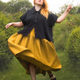 The One-of-a-Kind Skirt - Mustard Linen + Double Gauze
