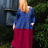 The Doddle Dress in Blue/Burgundy