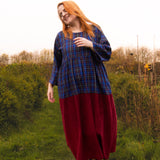 The Doddle Dress in Blue/Burgundy