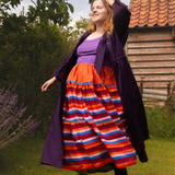 The One-of-a-Kind Skirt - Aperol Linen + Rainbow Stripe Cotton