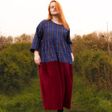 The Doddle Dress in Blue/Burgundy