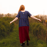 The Doddle Dress in Blue/Burgundy