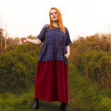 The Doddle Dress in Blue/Burgundy