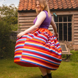 The One-of-a-Kind Skirt - Aperol Linen + Rainbow Stripe Cotton