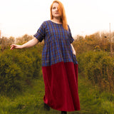 The Doddle Dress in Blue/Burgundy