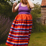 The One-of-a-Kind Skirt - Aperol Linen + Rainbow Stripe Cotton