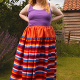 The One-of-a-Kind Skirt - Aperol Linen + Rainbow Stripe Cotton
