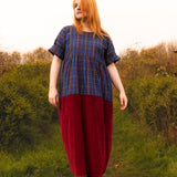 The Doddle Dress in Blue/Burgundy