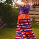 The One-of-a-Kind Skirt - Aperol Linen + Rainbow Stripe Cotton